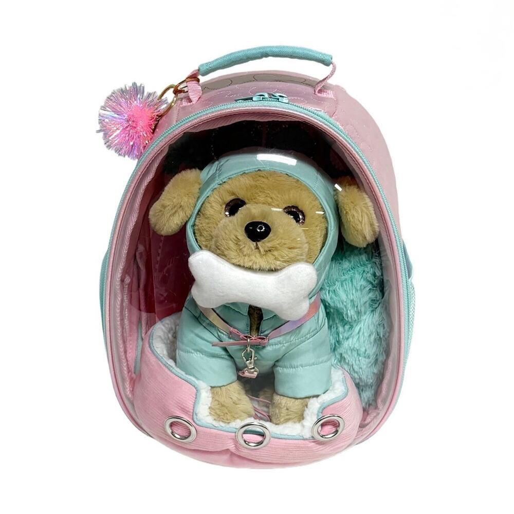 Pink Plush Dog Carrier Backpack